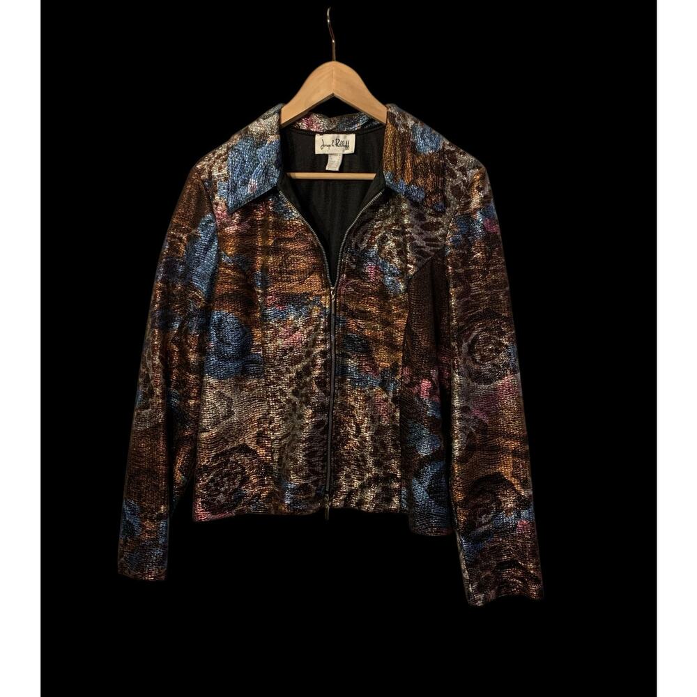 Joseph Ribkoff Metallic Print Zip Front Jacket 14 - Picture 5 of 9